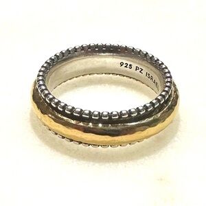 Or Paz Israel Artisan Silver & 14K Yellow Gold Over Sterling Silver Spinner Ring